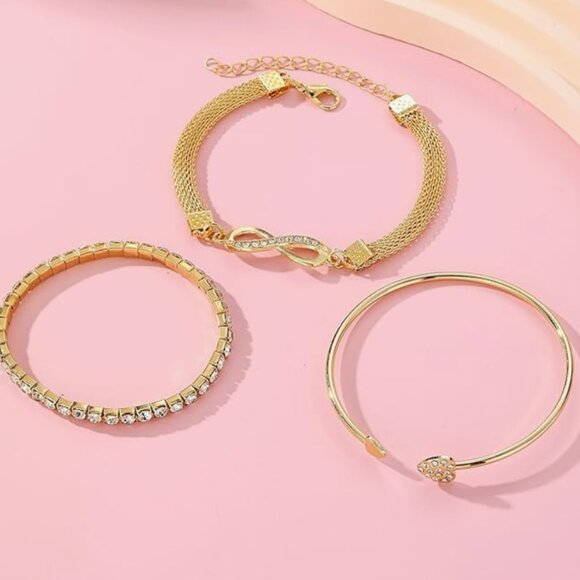 Golden Rhinestone Bracelet Set - Picture 5 of 5